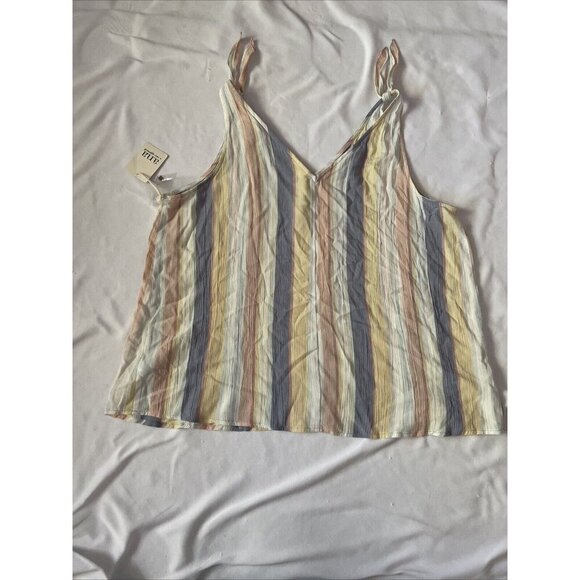 Ana A New Approach XL Striped Tie Shoulder Tank Top With Button Detail - Picture 6 of 7